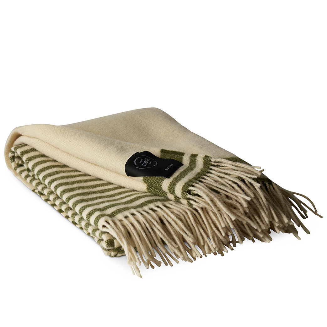 Stripepledd 100% Ull, Mørk Grønn