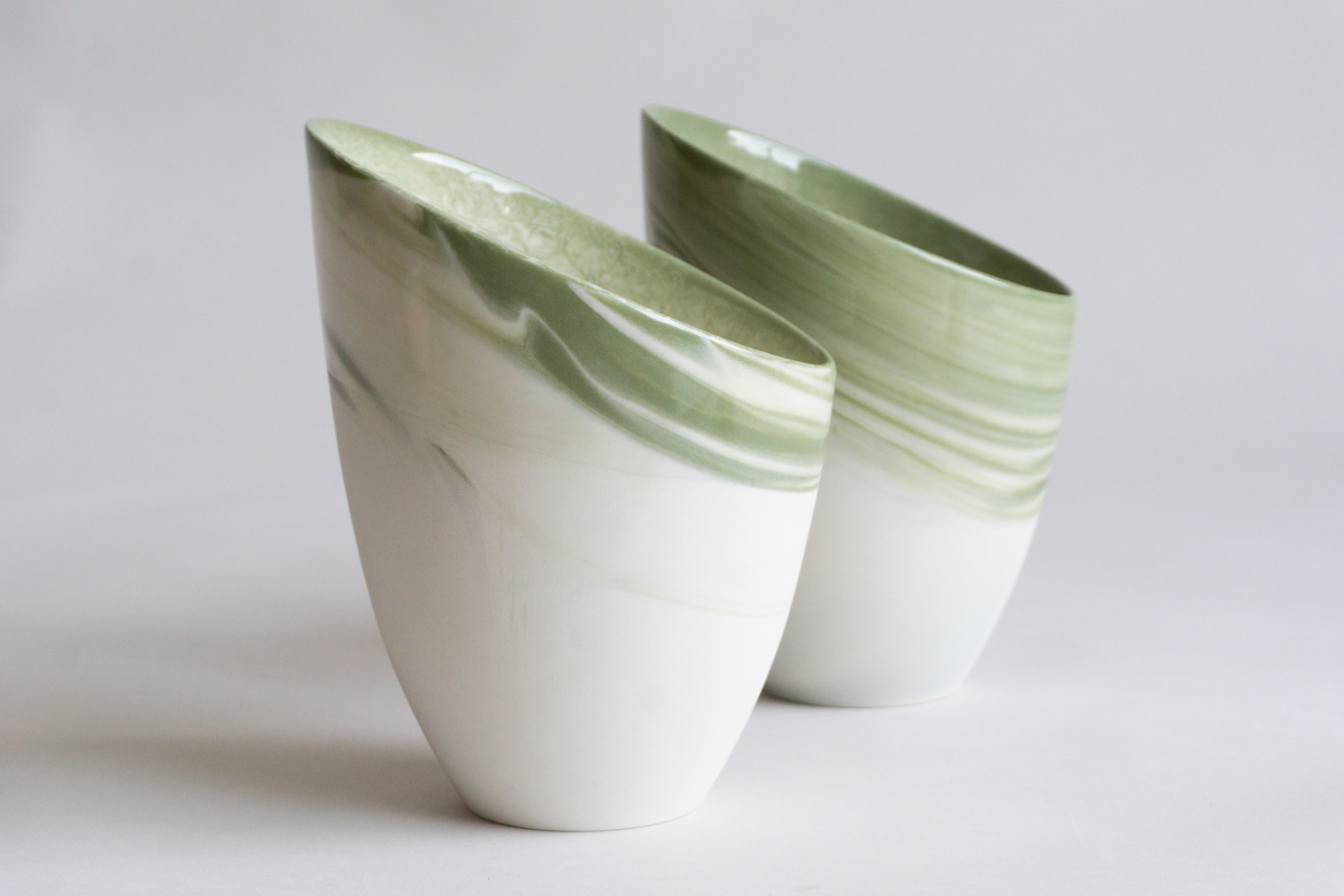 SKRÅ Vase Liten, Marmorert grønn - Bilde 2