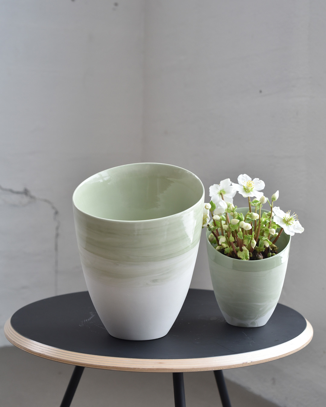 SKRÅ Vase Liten, Marmorert grønn - Bilde 5