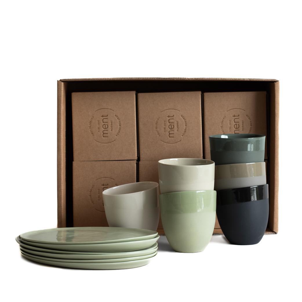 KRUM 6 pk. Kaffe + Liten Tallerken, Skog